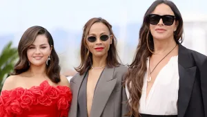 Selena Gomez, Zoe Saldaña, and Karla Sofía Gascón in Emilia Pérez