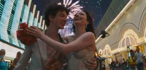 Full ecstatic moment of Ani and Vanya hugging each other smiling and feeling happy